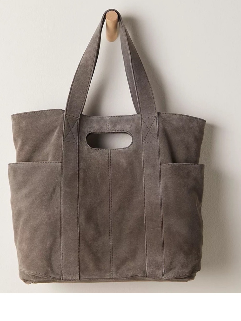 NWT Free People Suede Caravan Tote in
Charcoal Gray
